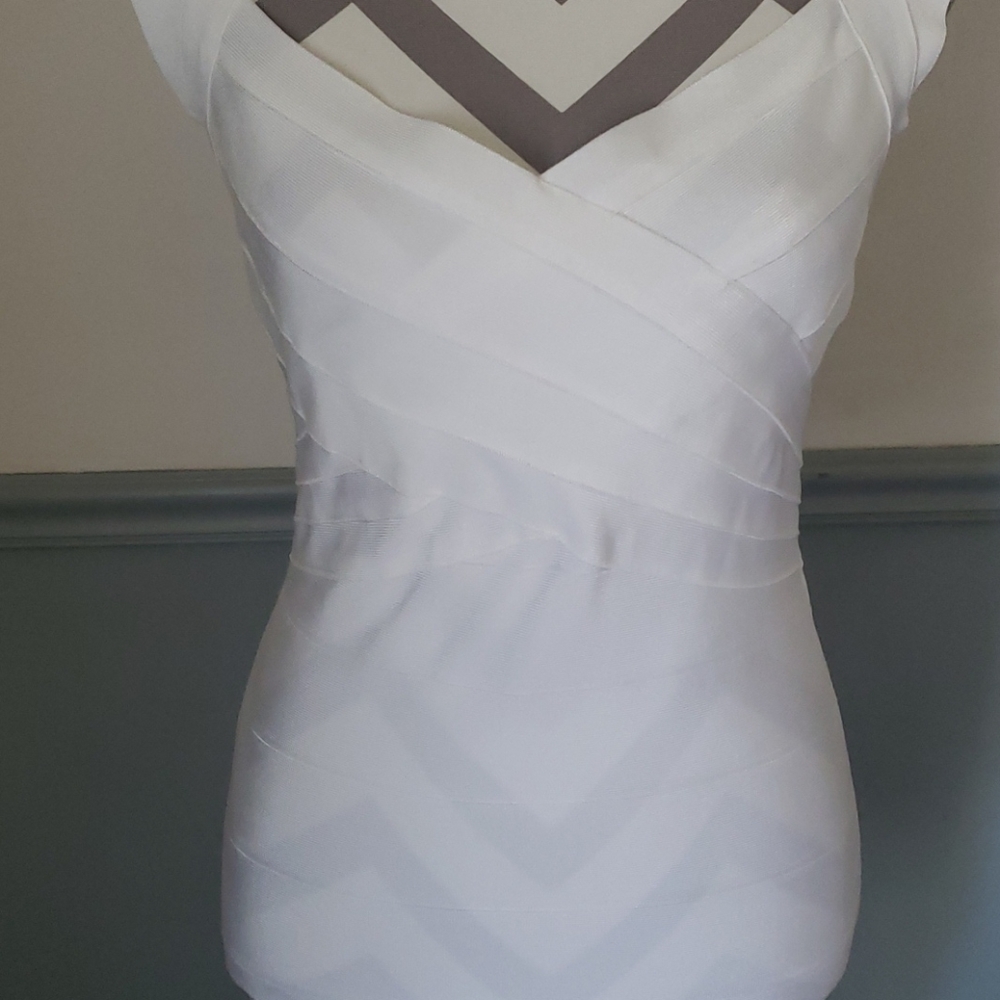 Fashion Nova White “Normandy” Bandage Midi Dress – Size M - Picture 3 of 7